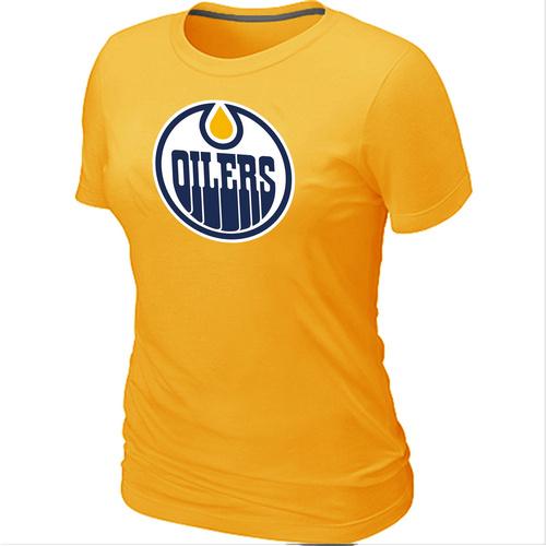 Cheap Women Edmonton Oilers Big & Tall Logo Yellow NHL T-Shirt
