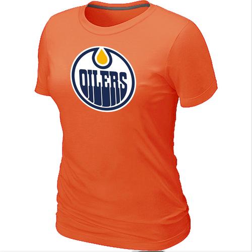 Cheap Women Edmonton Oilers Big & Tall Logo Orange NHL T-Shirt