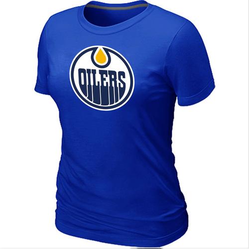 Cheap Women Edmonton Oilers Big & Tall Logo Blue NHL T-Shirt