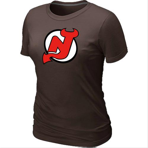 Cheap Women New Jersey Devils Big & Tall Logo Brown NHL T-Shirt