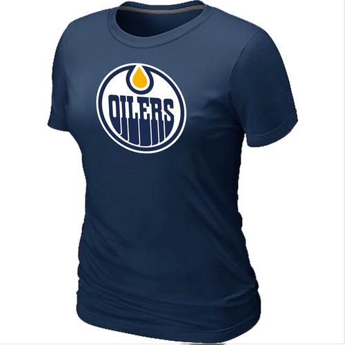 Cheap Women Edmonton Oilers Big & Tall Logo D.Blue NHL T-Shirt