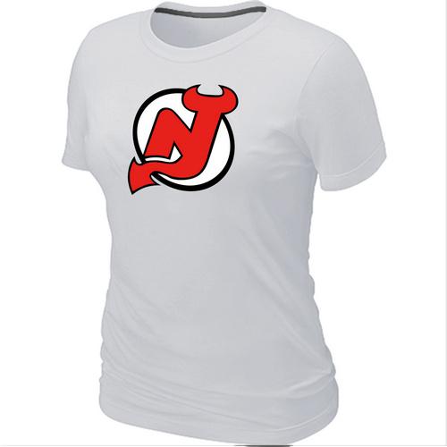 Cheap Women New Jersey Devils Big & Tall Logo White NHL T-Shirt