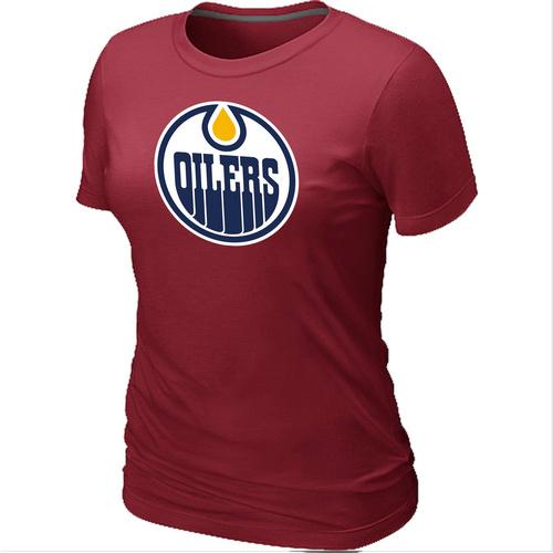 Cheap Women Edmonton Oilers Big & Tall Logo Red NHL T-Shirt
