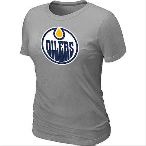 Cheap Women Edmonton Oilers Big & Tall Logo L.Grey NHL T-Shirt