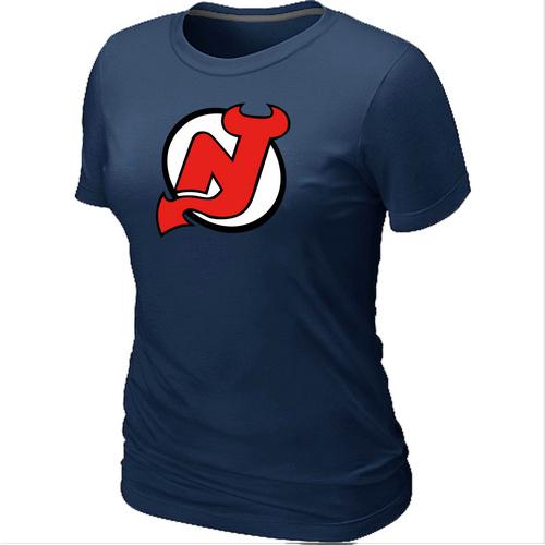Cheap Women New Jersey Devils Big & Tall Logo D.Blue NHL T-Shirt