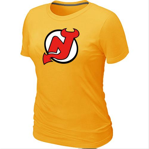 Cheap Women New Jersey Devils Big & Tall Logo Yellow NHL T-Shirt