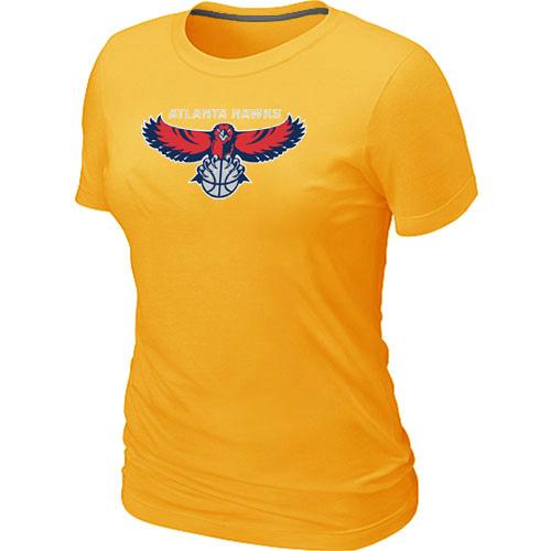 Cheap NBA Atlanta Hawks Big & Tall Primary Logo Yellow Women's T-Shirt