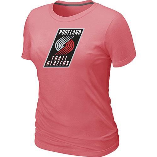 Cheap NBA Portland Trail Blazers Big & Tall Primary Logo Pink Women's T-Shirt
