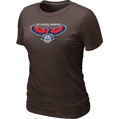 Cheap NBA Atlanta Hawks Big & Tall Primary Logo Brown Women's T-Shirt