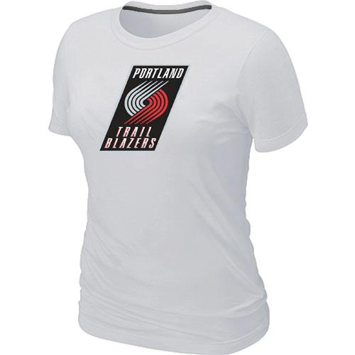 Cheap NBA Portland Trail Blazers Big & Tall Primary Logo White Women's T-Shirt