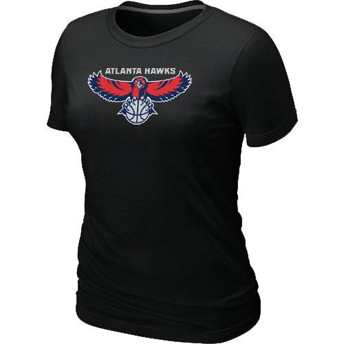 Cheap NBA Atlanta Hawks Big & Tall Primary Logo Black Women's T-Shirt