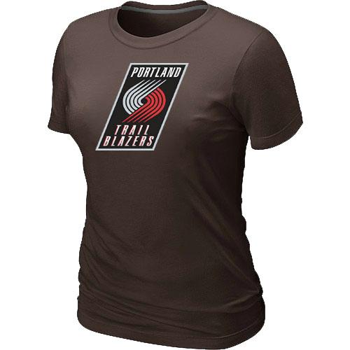 Cheap NBA Portland Trail Blazers Big & Tall Primary Logo Brown Women's T-Shirt