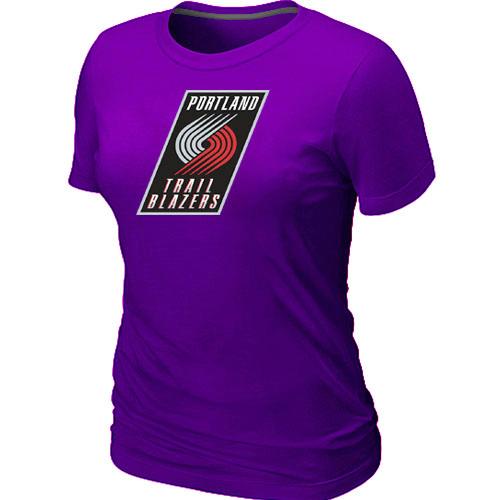 Cheap NBA Portland Trail Blazers Big & Tall Primary Logo Purple Women's T-Shirt