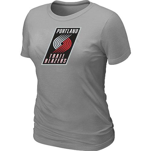 Cheap NBA Portland Trail Blazers Big & Tall Primary Logo L.Grey Women's T-Shirt