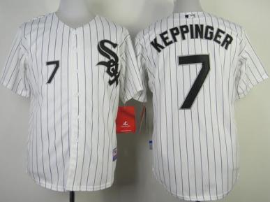 Chicago White Sox 7 Jeff Keppinger White Black Strip MLB Jerseys Cheap