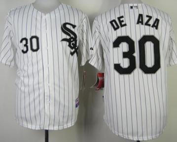Chicago White Sox 30 Alejandro De Aza White Black Strip MLB Jerseys