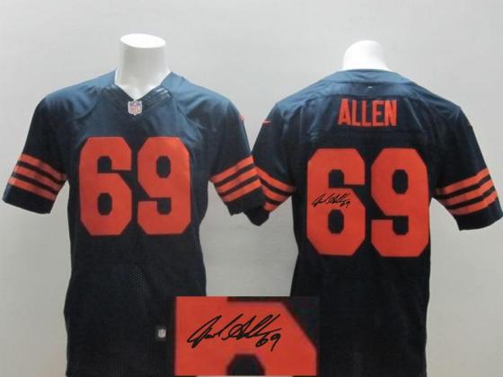 Nike Chicago Bears 69 Jared Allen Blue Orange Number Signed Elite NFL Jerseys Cheap