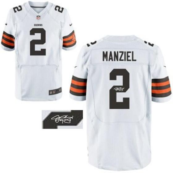 Nike Cleveland Browns #2 Johnny Manziel White Signed Elite NFL Jerseys Cheap