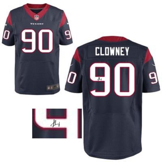 Nike Houston Texans 90 Jadeveon Clowney Blue Signed Elite NFL Jerseys Cheap
