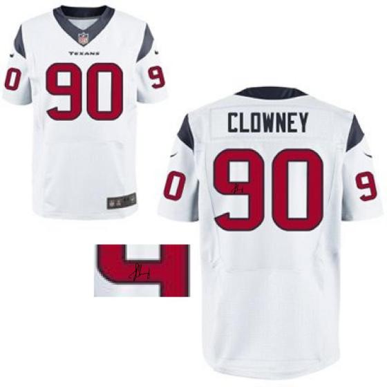 Nike Houston Texans 90 Jadeveon Clowney White Signed Elite NFL Jerseys Cheap
