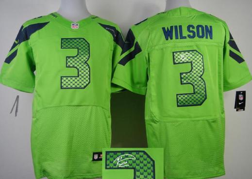 Nike Seattle Seahawks 3 Russell Wilson Green Signed Elite NFL Jerseys Cheap