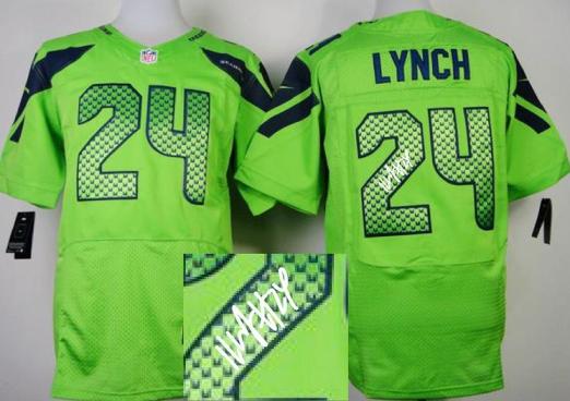 Nike Seattle Seahawks 24 Marshawn Lynch Green Signed Elite NFL Jerseys Cheap