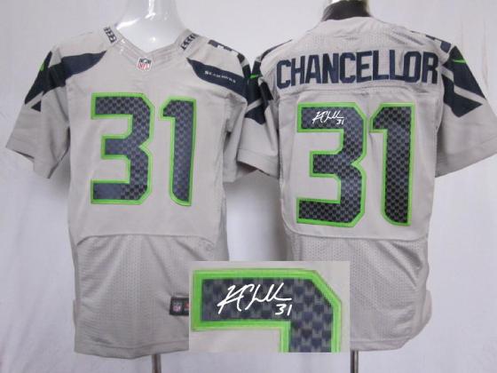 Nike Seattle Seahawks 31 Kam Chancellor Grey Signed Elite NFL Jerseys Cheap