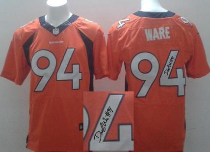 Nike Denver Broncos 94 DeMarcus Ware Orange Signed Elite NFL Jerseys Cheap