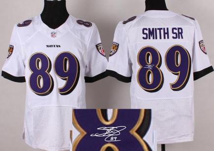 Nike Baltimore Ravens 89 Steve Smith SR White Signed Elite NFL Jerseys Cheap