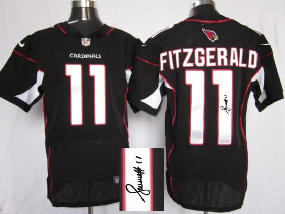 Nike Arizona Cardinals 11 Larry Fitzgerald Black Signed Elite NFL Jerseys Cheap