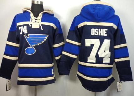 St.Louis Blues 74 TJ Oshie Blue Lace-Up NHL Jersey Hoodie