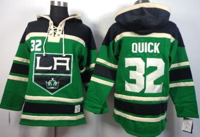 Los Angeles Kings 32 Jonathan Quick Green Lace-Up NHL Jersey Hoodie Los Angeles Kings 32 Jonathan Quick Green Lace-Up NHL Jersey Hoodie