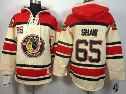 Chicago Blackhawks 65 Andrew Shaw Cream Lace-Up NHL Jersey Hoodie
