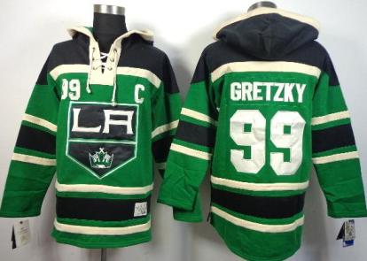 Los Angeles Kings #99 Wayne Gretzky Green Lace-Up NHL Jersey Hoodie