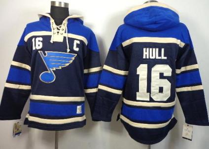 St.Louis Blues 16 Brett Hull Blue Lace-Up NHL Jersey Hoodie