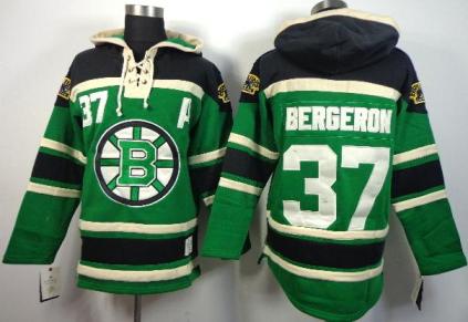 Boston Bruins 37 Patrice Bergeron Green Lace-Up NHL Jersey Hoodie Cheap