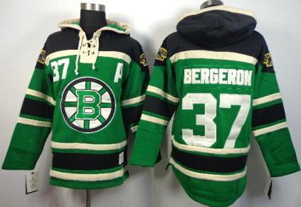 Boston Bruins 37 Patrice Bergeron Green Lace-Up NHL Jersey Hoodie Boston Bruins 37 Patrice Bergeron Green Lace-Up NHL Jersey Hoodie