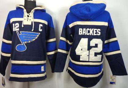 St.Louis Blues 42 David Backes Blue Lace-Up NHL Jersey Hoodie