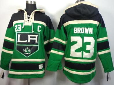 Los Angeles Kings 23 Dustin Brown Green Lace-Up NHL Jersey Hoodie