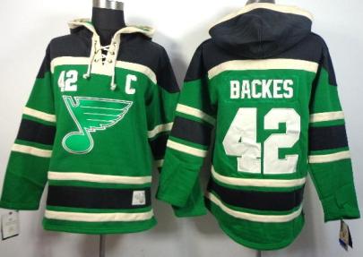 St.Louis Blues 42 David Backes Green Lace-Up NHL Jersey Hoodie