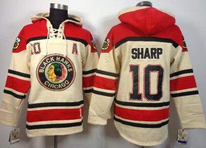 Chicago Blackhawks 10 Patrick Sharp Cream Lace-Up NHL Jersey Hoodie Cheap
