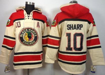 Chicago Blackhawks 10 Patrick Sharp Cream Lace-Up NHL Jersey Hoodie