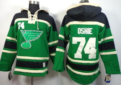 St.Louis Blues 74 TJ Oshie Green Lace-Up NHL Jersey Hoodie
