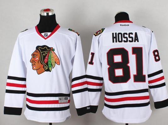 Chicago Blackhawks 81 Marian Hossa White Hockey NHL Jersey