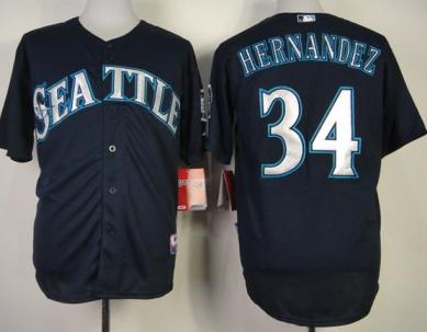 Seattle Mariners 34 Felix Hernandez Blue Cool Base MLB Jersey