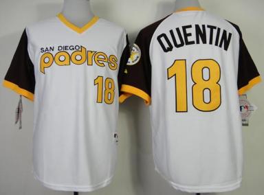 San Diego Padres 18 Carlos Quentin 1978 Turn Back The Clock White MLB Jersey