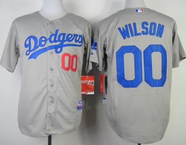 Los Angeles Dodgers 00 Brian Wilson Grey Cool Base MLB Jersey Cheap