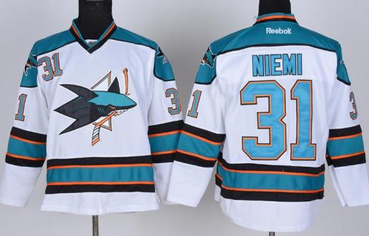 San Jose Sharks 31 Antti Niemi White NHL Jerseys Cheap