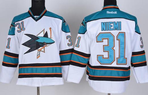 San Jose Sharks 31 Antti Niemi White NHL Jerseys