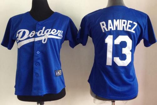Women Los Angeles Dodgers 13 Hanley Ramirez Blue MLB Jerseys